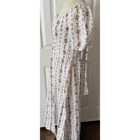 Reformation Lacey Dress Sz 12 White Floral Tie Back Smocked Spring Easter Bridal - Picture 6 of 16